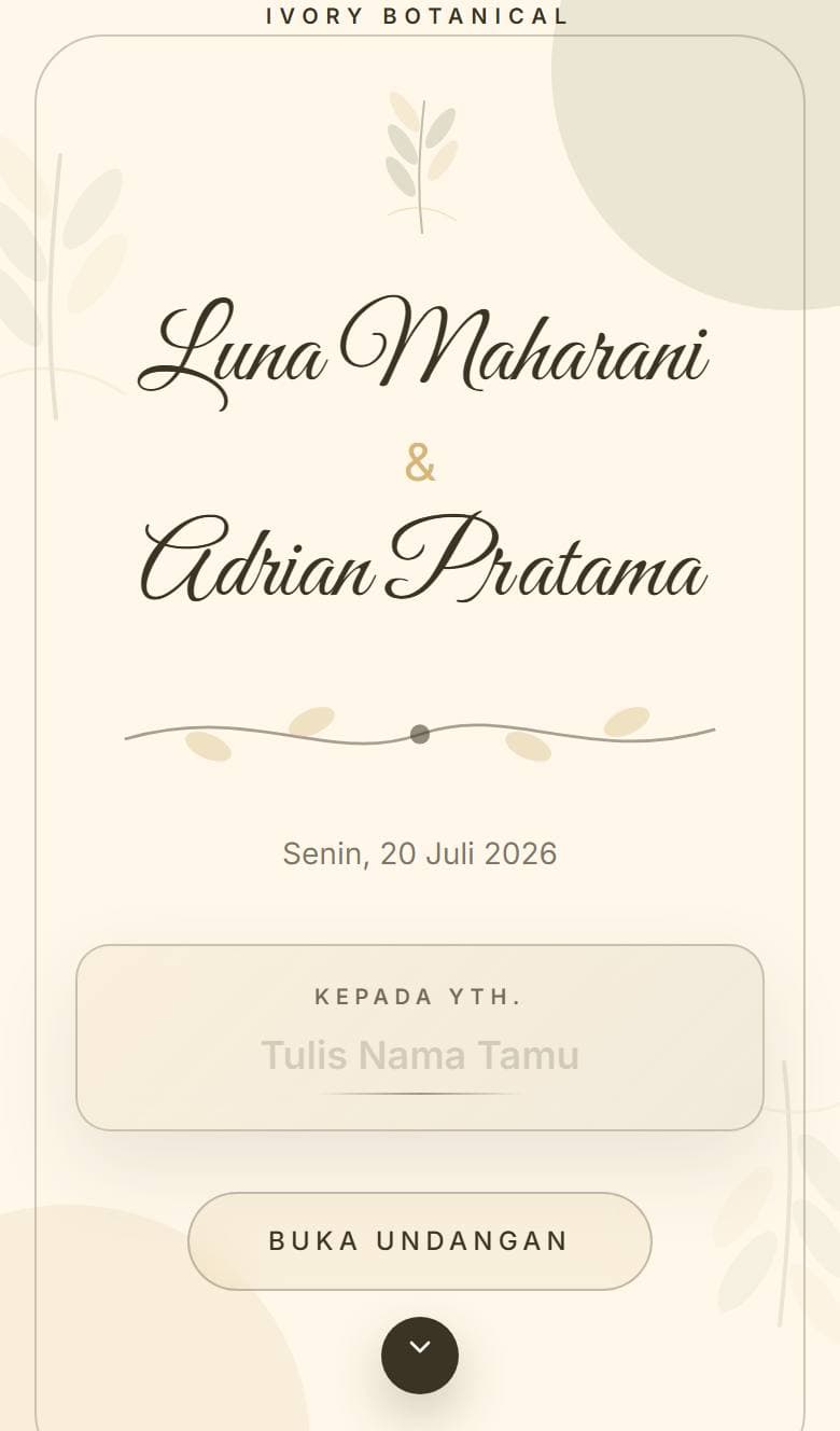 Tampilan template Botanical Ivory
