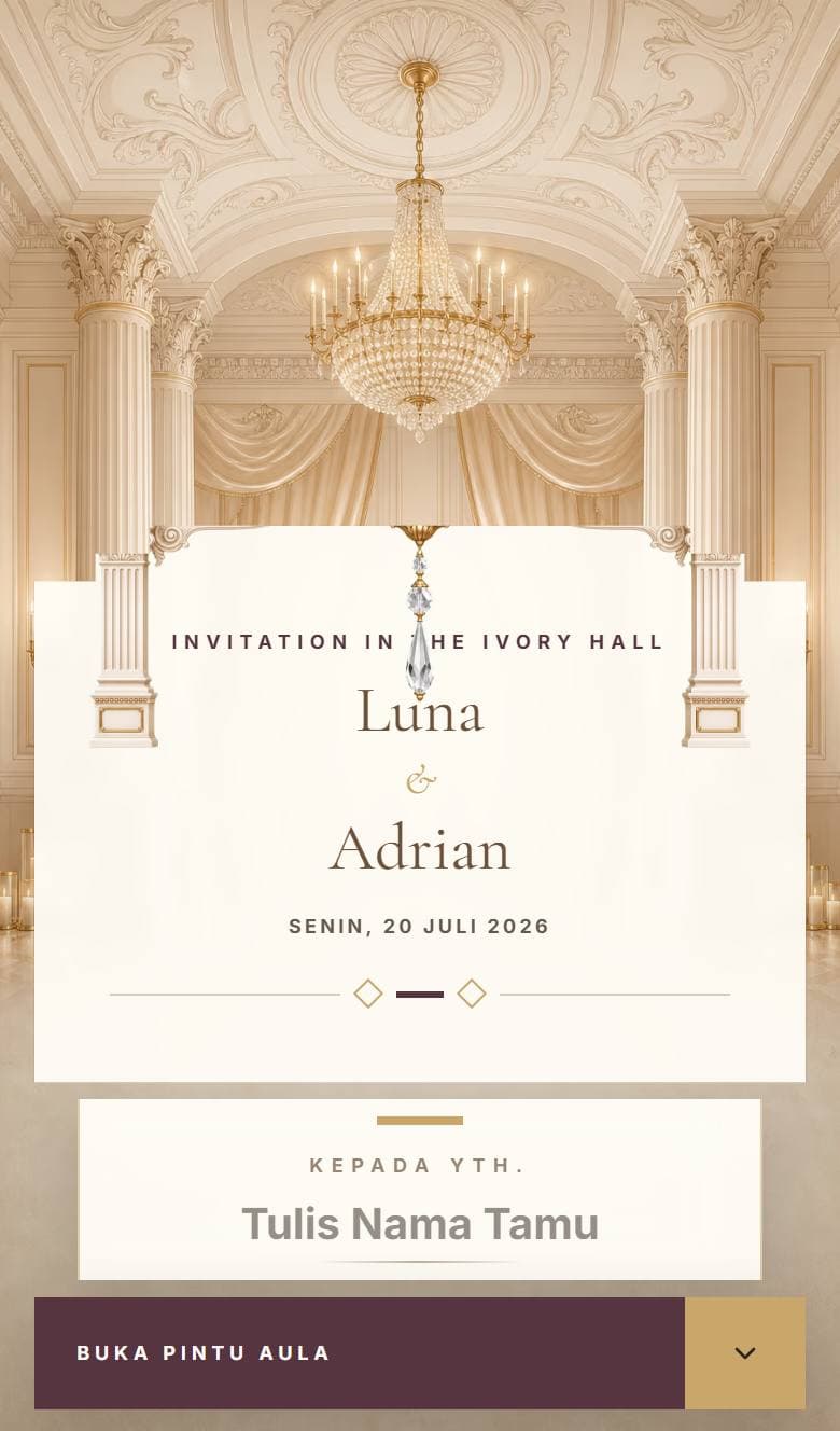 Tampilan template Classic Ivory Hall