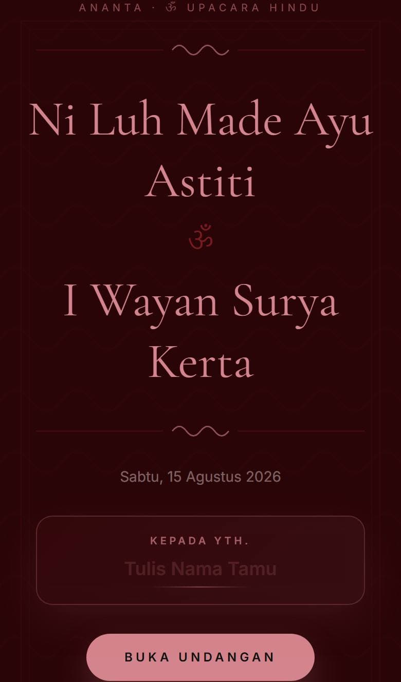 Tampilan template Hindu Ananta