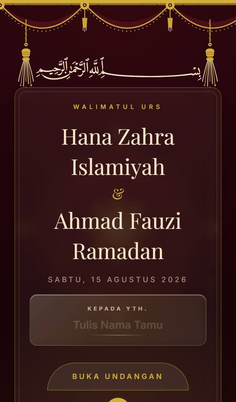 Tampilan template Islami Burgundy