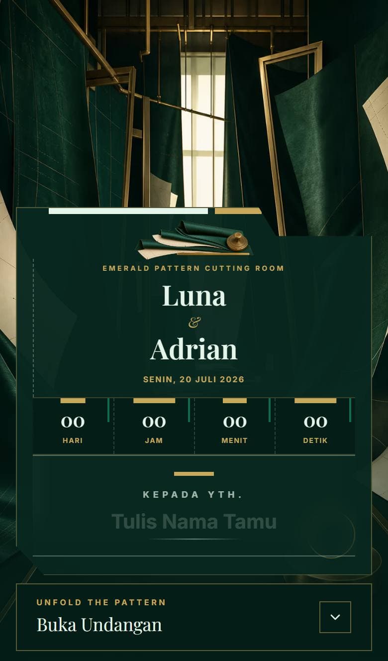 Tampilan template Luxury Emerald Atelier