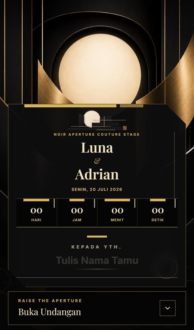 Tampilan template Luxury Noir Gold
