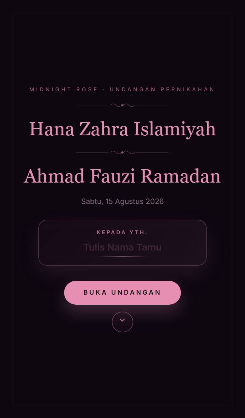 Tampilan template Midnight Rose