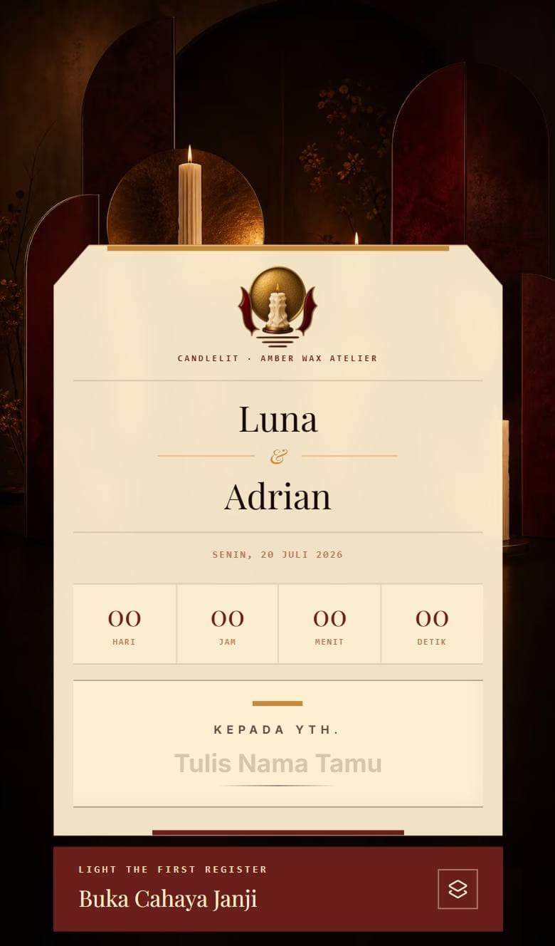 Tampilan template Romantic Candlelit