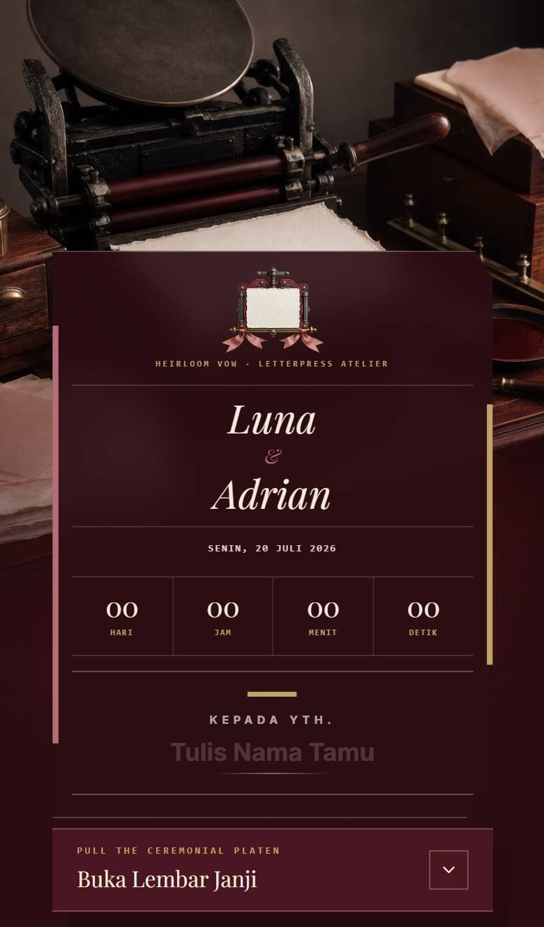 Tampilan template Romantic Letterpress