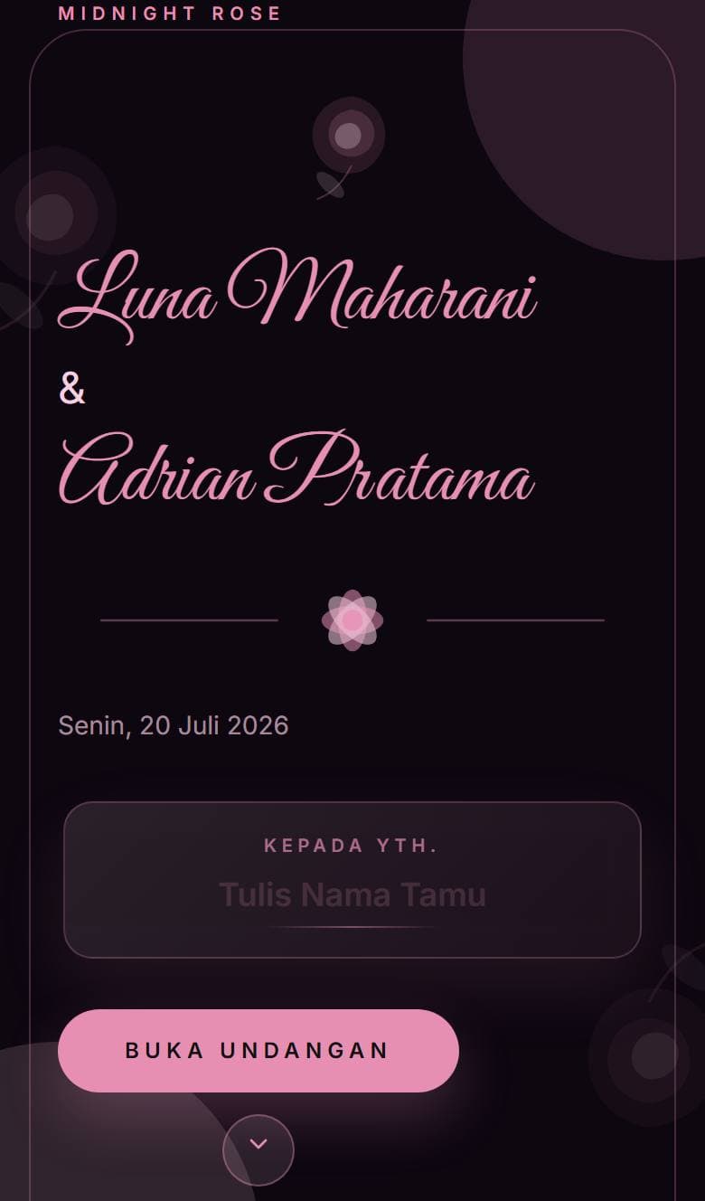Tampilan template Rose Midnight