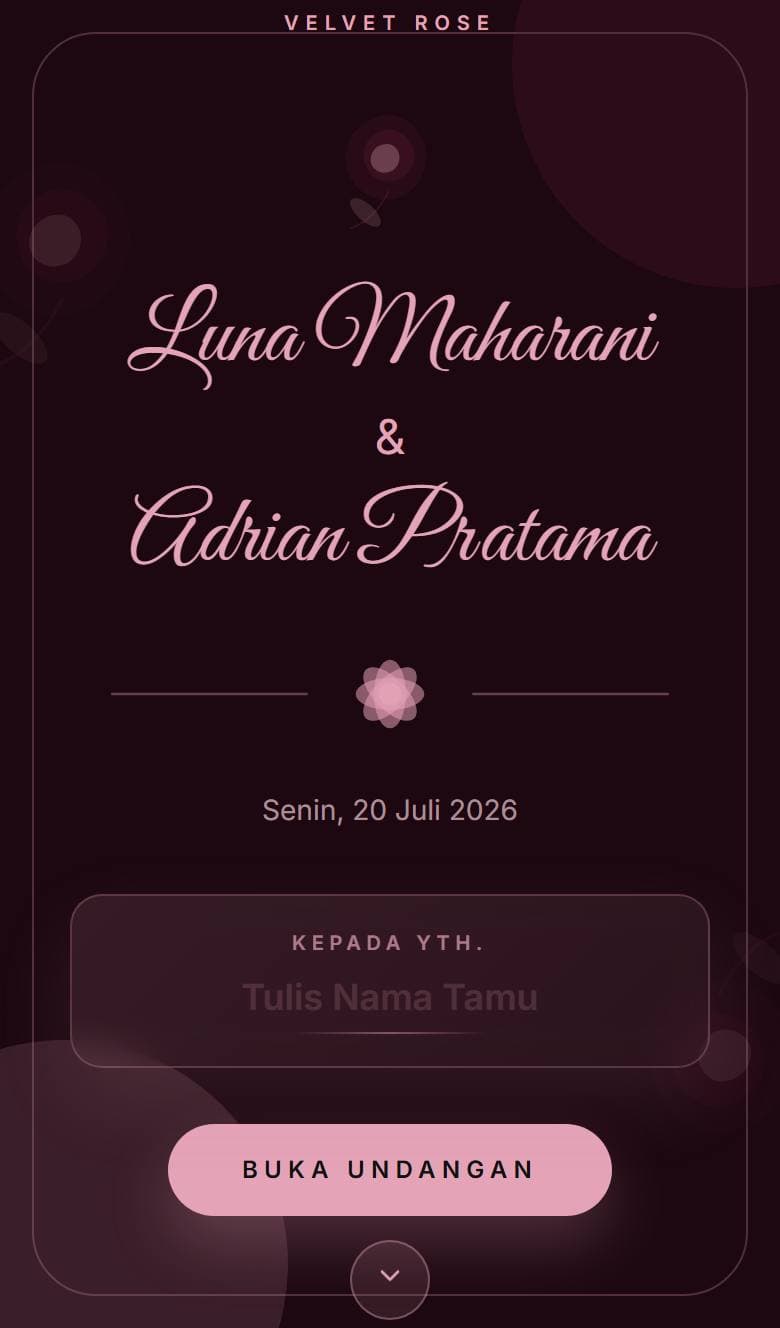 Tampilan template Rose Velvet